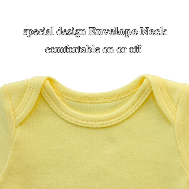 GLEAMING GRAIN Baby Yellow Onsies 100% Cotton Short Sleeve Baby Bodysuits Solid Color Infant Bodysuits for Newborn Baby 3-Pack (Yellow,12M) - Image 4
